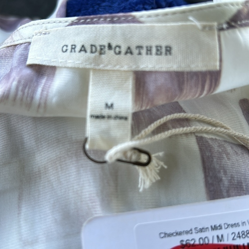 Grade & Gather Checkered Satin Dress Wisteria Size M - Picture 7 of 10